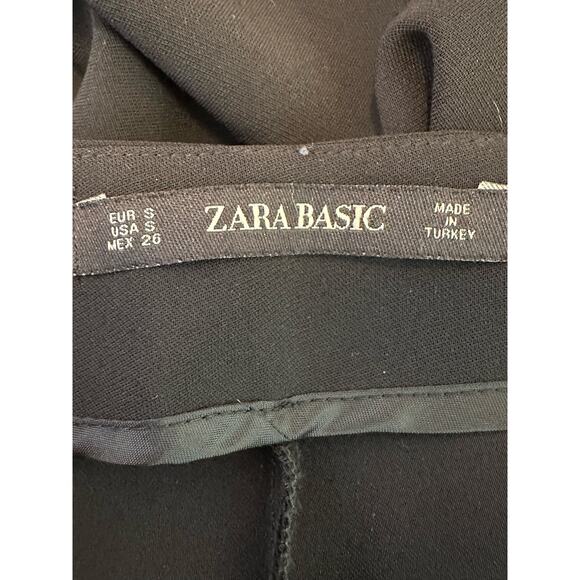 Zara Basic black crepe palazzo front overlap flap pants size small - Picture 4 of 13